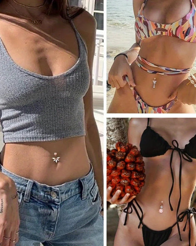 BESTEEL Belly Button Rings Stainless Steel Nipple Rings 14G Navel Barbell Belly Piercing Nipple Piercing Jewelry for Women