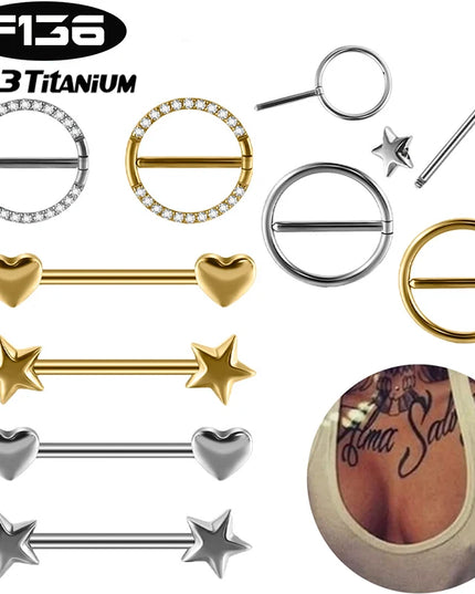 2PC G23 Titanium Goth 14G Circular Nipple Shield CZ Clicker Jewelry Round Nipple Ring Barbell Piercing Jewelry For Women Girls