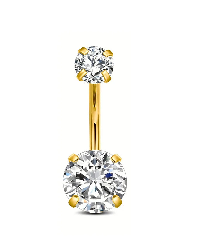 Elegant 14G Stainless Steel Belly Button Ring Set for Women Sparkling Cubic Zirconia Pearl Inlays for Daily Wear Navel Jewelry