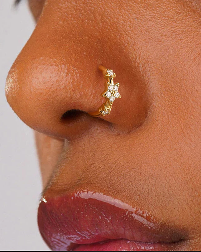 Aide Sterling Silver 925 Pierceing Zircon Nose Ring Simple Round Size Printing Twist Rope Nose Ring Women Jewelry Nose Rings 1pc