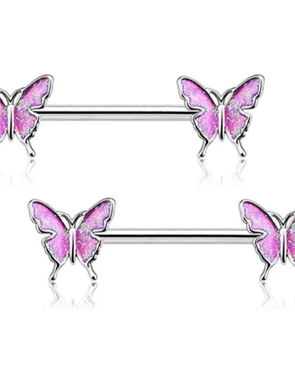 2 Pcs Stainless Steel Pink Nipple Piercing Jewelry Heart Wings Niplple Barbell Moon Devil Nipple Rings Body Piercing Pezon Mujer