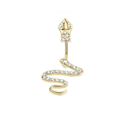 Bobisty Navel Rings for Women Navel Stainless Steel Snake Evil Eye Heart CZ Belly Button Navel Rings Belly Piercing Jewelry