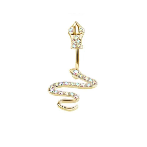 Bobisty Navel Rings for Women Navel Stainless Steel Snake Evil Eye Heart CZ Belly Button Navel Rings Belly Piercing Jewelry
