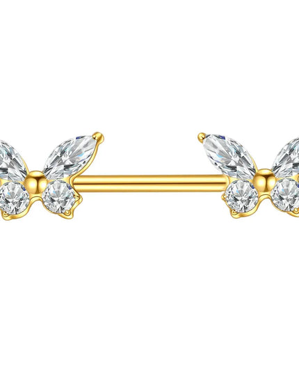 1Pc G23 Titanium Nipple Ring Straight Barbell Piercing Zircon Internally Threaded Nipple Bars Piercing Ring Women Body Jewelry