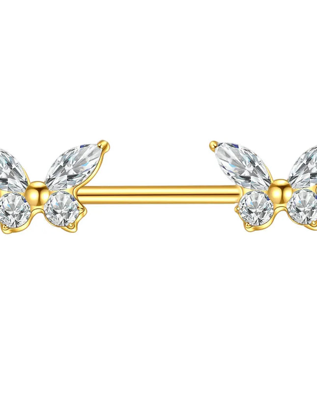 1Pc G23 Titanium Nipple Ring Straight Barbell Piercing Zircon Internally Threaded Nipple Bars Piercing Ring Women Body Jewelry
