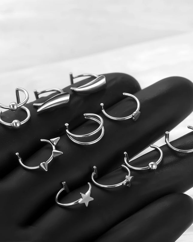 1PC Stainless Steel Fake Nose Ring Hoop Septum Rings Non-Pierced C Clip Lip Ring Earring Fake Nose Piercings Women Body Jewelry