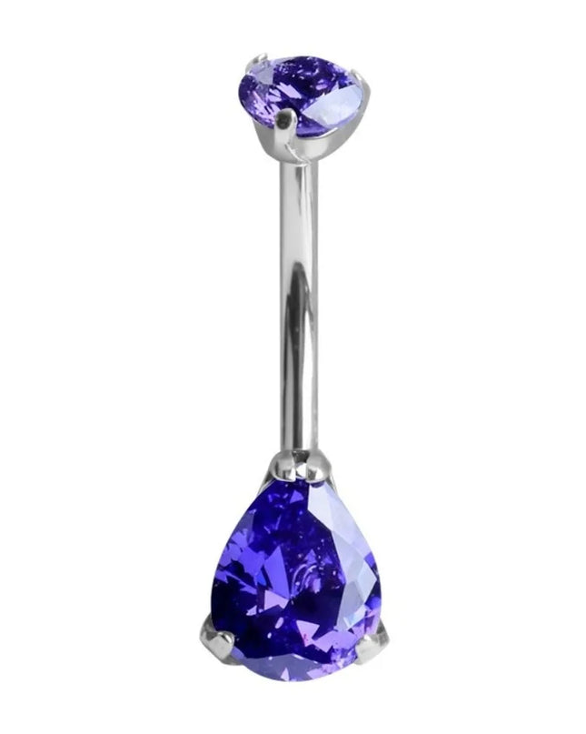 Elegant Titanium Belly Button Ring Zircon Stone G23 Titanium Dangle Curved Barbells Dangle Design Curved Barbell