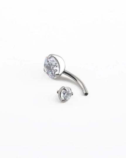 G23 Titanium Belly Button Ring Hypoallergenic Belly Rings Piercing 14G 10mm Navel Piercing Jewelry with Round Cubic Zirconia