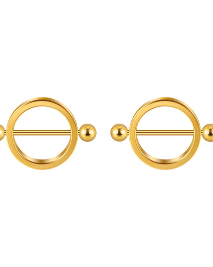 1Pair Surgical Steel Black Gold Plated Nipple Piercing Round Hoop Barbell Nipple Shield Women Sexy Piercing Jewelry 14G