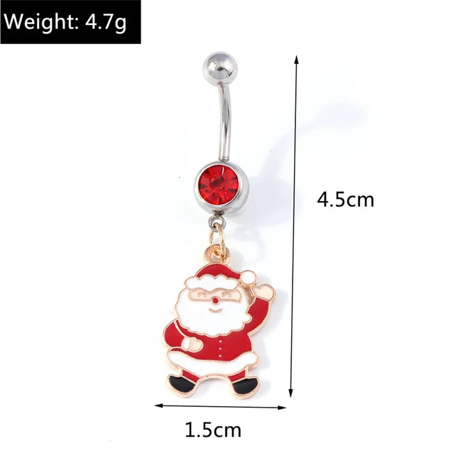 Cute Christmas Tree Belly Button Rings for Women Sexy Piercing Body Jewelry Navel Rings Girls Party Festival Jewelry Gifts