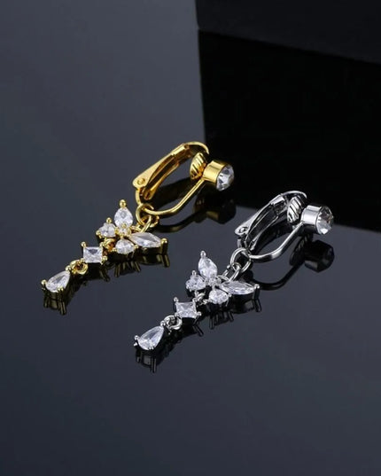 Butterfly Design Clip on Belly Button Zircon Copper/alloy Material Belly Button Rings Non Piercing Navel Rings Fashion Accessory