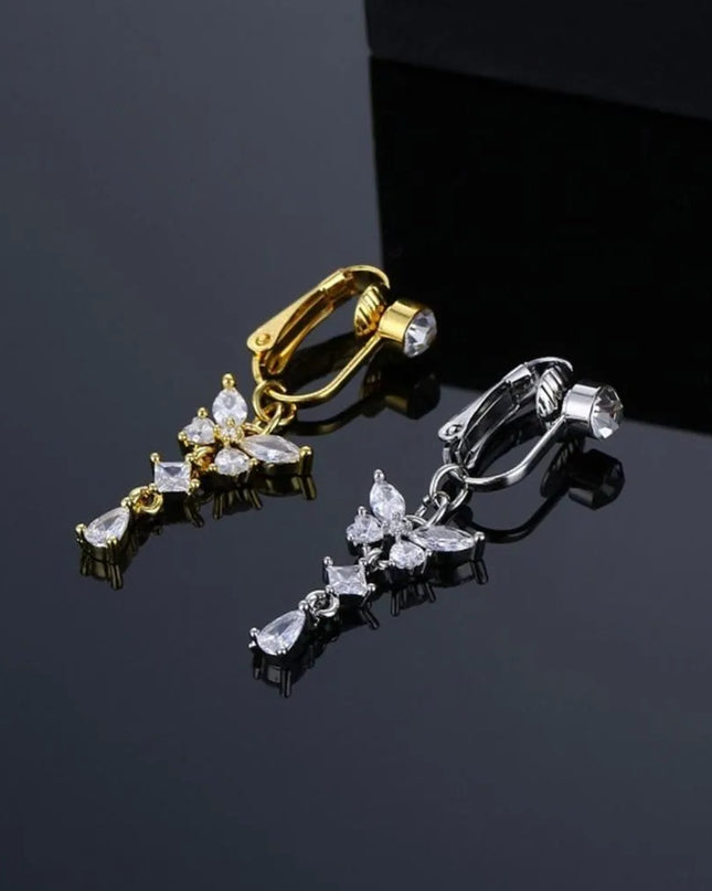 Butterfly Design Clip on Belly Button Zircon Copper/alloy Material Belly Button Rings Non Piercing Navel Rings Fashion Accessory