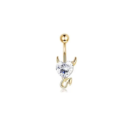 Bobisty Navel Rings for Women Navel Stainless Steel Snake Evil Eye Heart CZ Belly Button Navel Rings Belly Piercing Jewelry