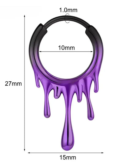 1Pcs Ombre Color Stainless Steel Nose Ring 18G Septum Ring Lava Irregular Pattern Earring Jewelry 10mm