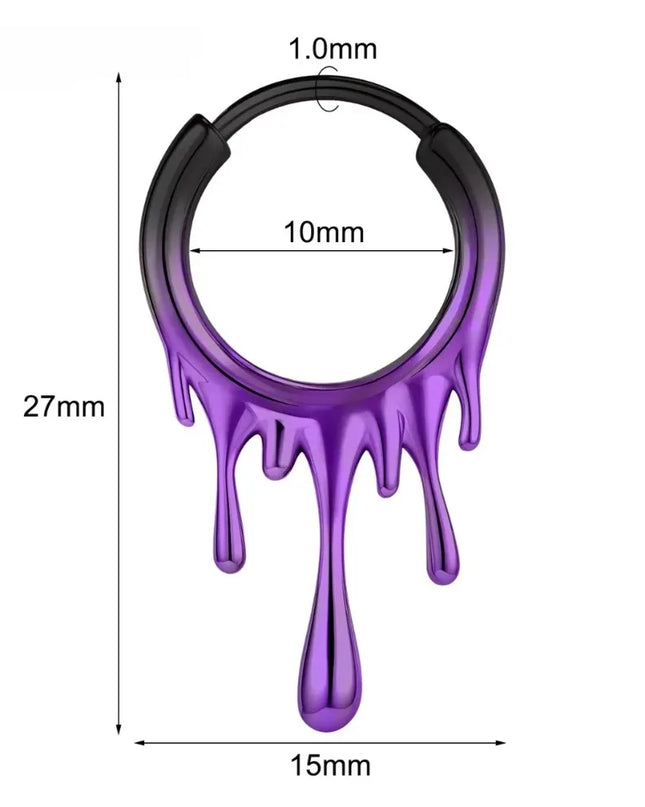 1Pcs Ombre Color Stainless Steel Nose Ring 18G Septum Ring Lava Irregular Pattern Earring Jewelry 10mm