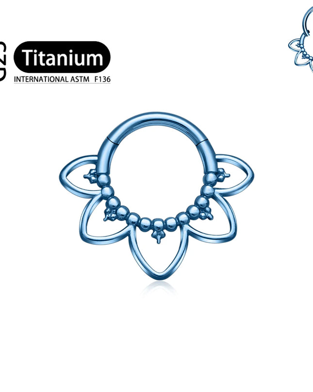 G23 Titanium Clicker Nose Rings Septum Ring Hoop Piercing 16G Flower Punk Gothic Round Cartilage Tragus Earring Body Jewelry