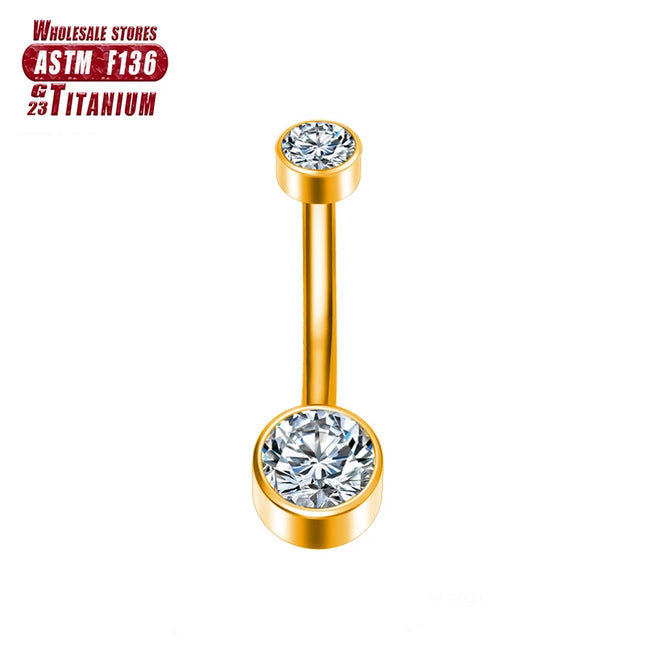 F136 Titanium Belly Button Piercing Industrial Hinge Segment External Helix Zircon Fashion Charming Women Body Jewelry Wholesale