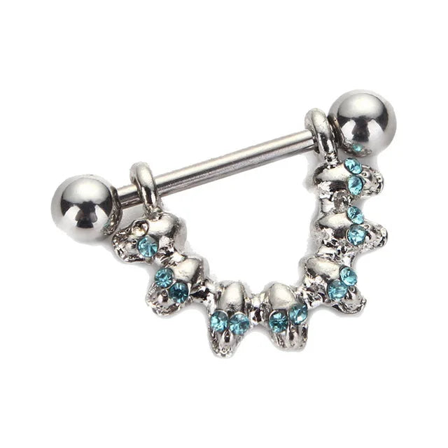 Straight Rod Snake Wing Nipple rings Breast Ring Heart Shaped Adjustable Nipple Piercing Human Jewelry