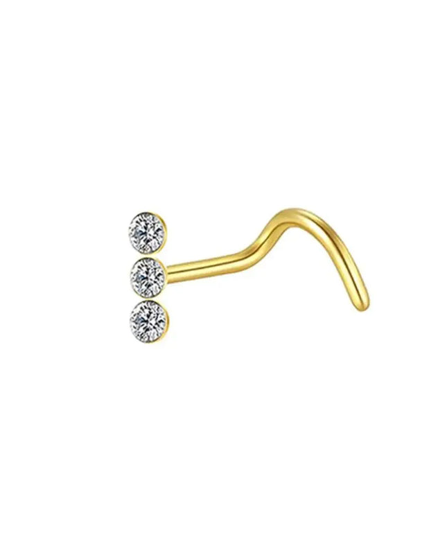 15Pcs Mixed Double Nose Rings L Ring Hoop Hypoallergenic Body Clips Hoop Rhinestone Nose Piercing Jewelry Piercing Studs