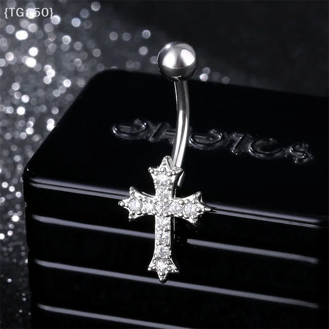 Chic Personalized Cross Pendant Belly Button Rings For Women, Sexy Navel Nail Body Jewelry Gifts