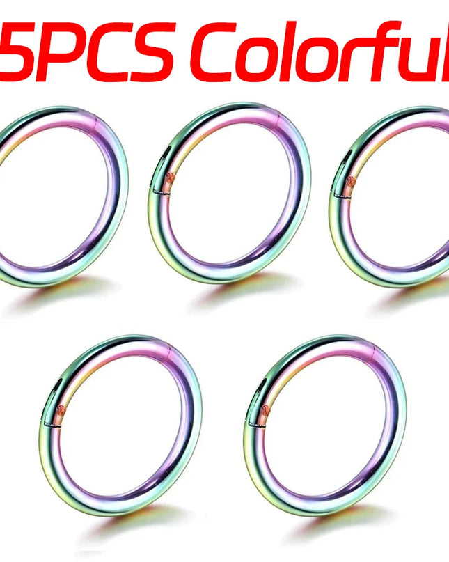 Nose Rings Septum Piercing Clicker Nose Hoops Piercings Titanium Hinged Segment Rings Helix Piercing Unisex Body Jewelry Earring