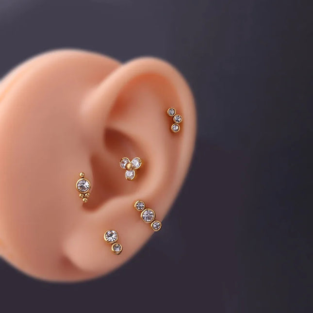 1PC 20g Internally Threaded G23 Titanium & Steel Bar Opal Ear Piercing Jewelry Helix Tragus Cartilage Earrings Nose Stud