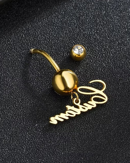Letdiffery Custom Name Belly Button Rings for Women Stainless Steel Personalized White Zircon Sexy Body Piercing Summer Jewelry