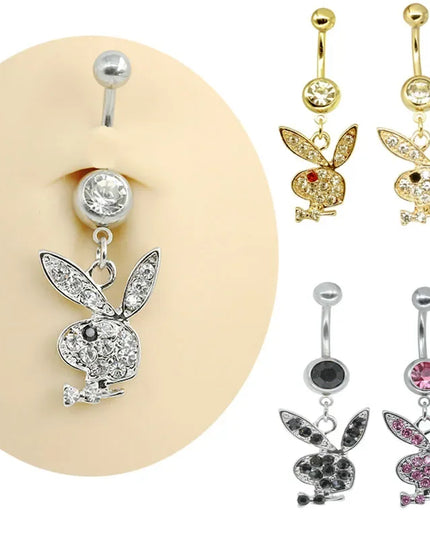 Belly Button Rings for Women Bunny Navel rings Gold color Rabbit Belly Rings Gem stone Belly Piercing Jewelry Body Jewelry