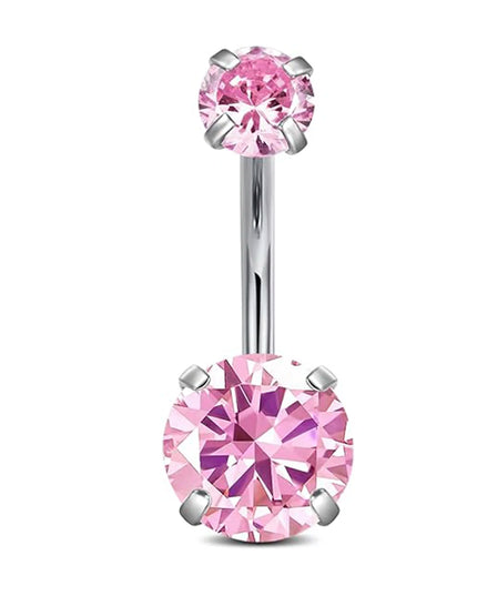 Surgical Steel Round Heart CZ Navel Belly Button Ring Piercing for women 14G Pink Purple White Zircon Belly Piercing Jewelry