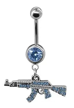 Belly Button rings Gun Dangle navel Ring clear Gem belly button Ring Body piercing Jewelry belly piercing for women