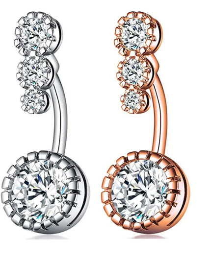 Zircon Crystal Belly Button Rings for Women Nombril Ombligo Navel Ring Surgical Steel Barbell Heart Round Body Piercing Jewelry