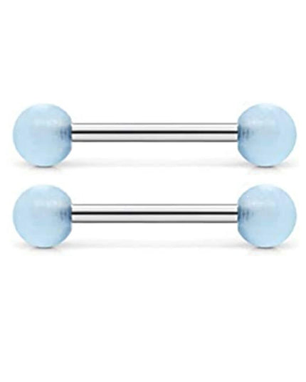 48 Pcs/2 Pcs Nipple Ring Tongue Ring Surgical Steel Straight 14G Barbell Piercing Jewelry 12MM 14MM 16MM Women's and Men's Glow