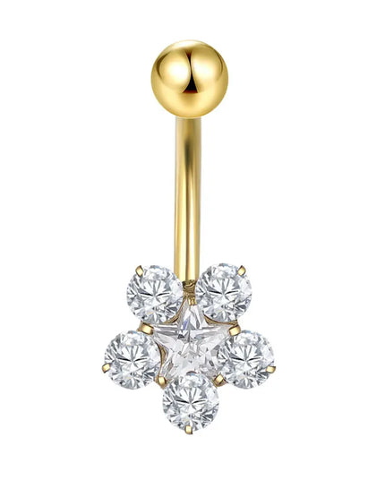 1Pc Titanium Zircon Belly Button Ring Round Heart Flower Navel Piercing Nombril Jewelry 14G Belly Piercing Ombligo
