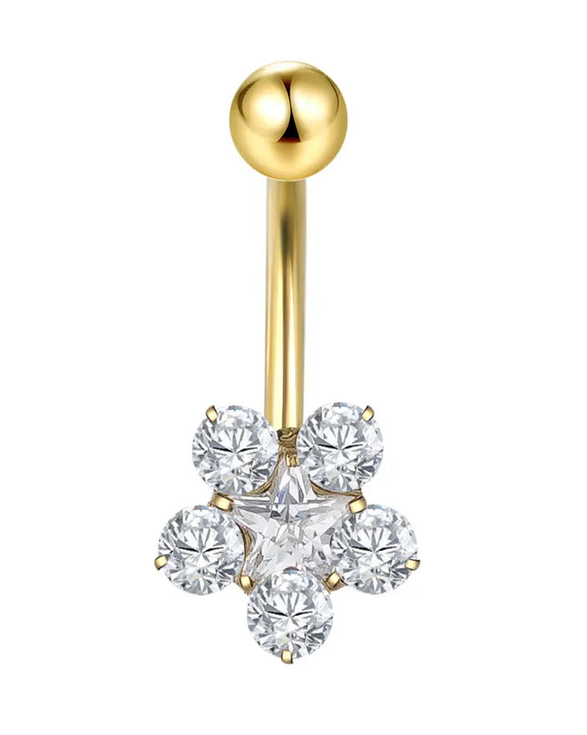 1Pc Titanium Zircon Belly Button Ring Round Heart Flower Navel Piercing Nombril Jewelry 14G Belly Piercing Ombligo