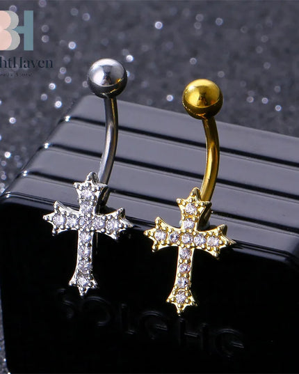 Fashion Sexy Piercing Navel Nail Body Jewelry For Women Girls Personalized Simple Cross Pendant Belly Button Rings Gifts B.H