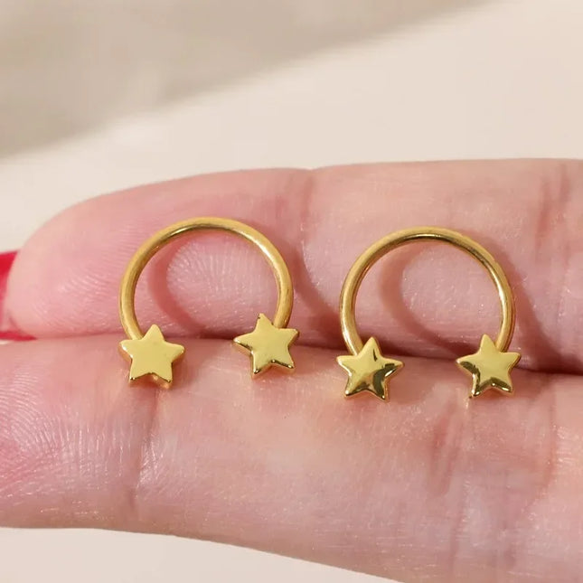 Star Shaped Septum Rings Surgical Steel Body Piercing Jewelry Vertical Star Nose Ring Jewelry Lip Rings for Women Men