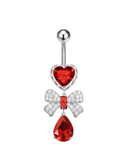Stainless Steel Belly Piercing Jewelry Exquisite Heart Bow Belly Button Rings For Women Girls Fashion Navel Ring Body Jewelry