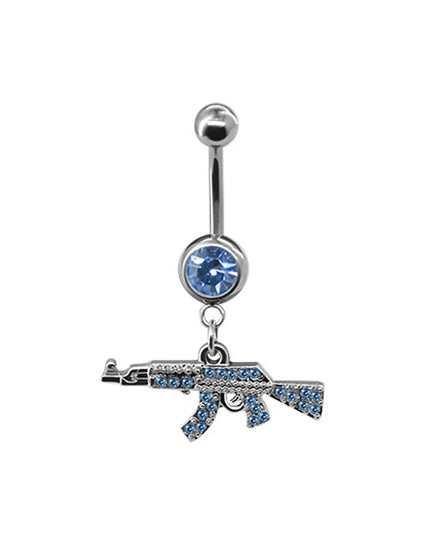 Belly Button Rings Gun Piercing Navel Ring Clear Gem Navel Button Ring Body Jewelry Ombligo Nail Belly Piercing for Women Girls