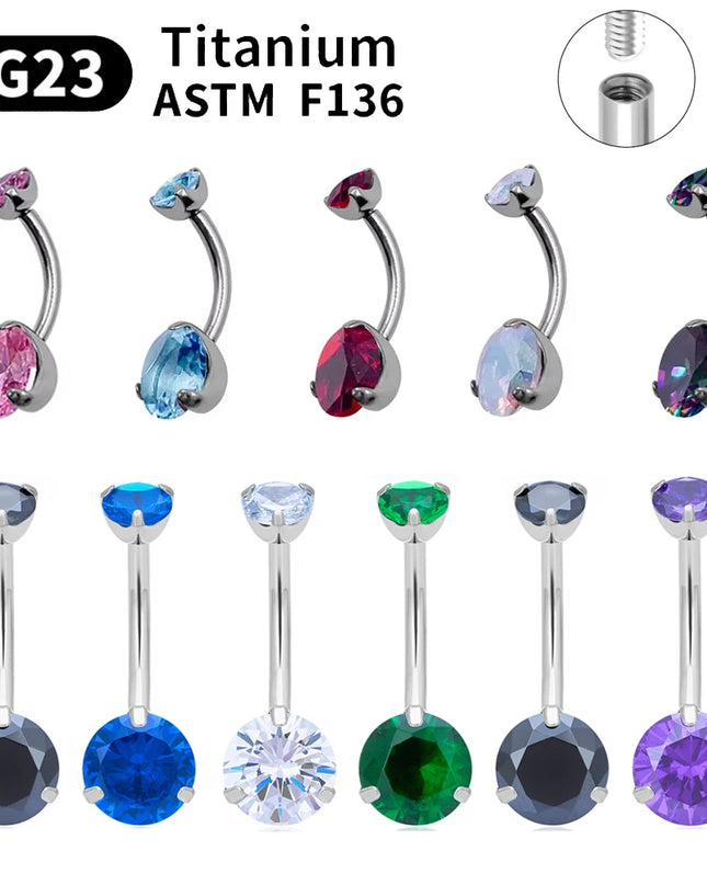 Belly Button Piercing ASTM G23 Titanium Zircons Navel Piercing Ring Body Jewelry Super Pretty Belly Button Ring For Women