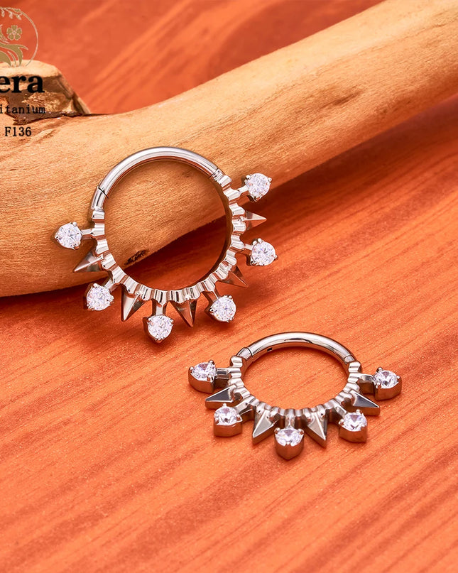ASTM F136 Titanium Nose Ring Hoop 16G Pear CZ Hinged Segment Septum Clicker Ring Cartilage Daith Piercing Earring Body Jewelry