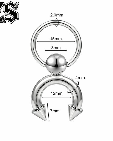 ZS 14/12G 1 PC/1 Pair Stainless Steel Nipple Rings Pendant Nipple Piercings Horseshoe Dangle Taper Private Piercing Body Jewelry