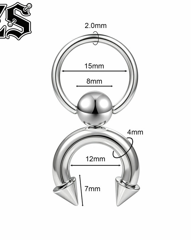 ZS 14/12G 1 PC/1 Pair Stainless Steel Nipple Rings Pendant Nipple Piercings Horseshoe Dangle Taper Private Piercing Body Jewelry