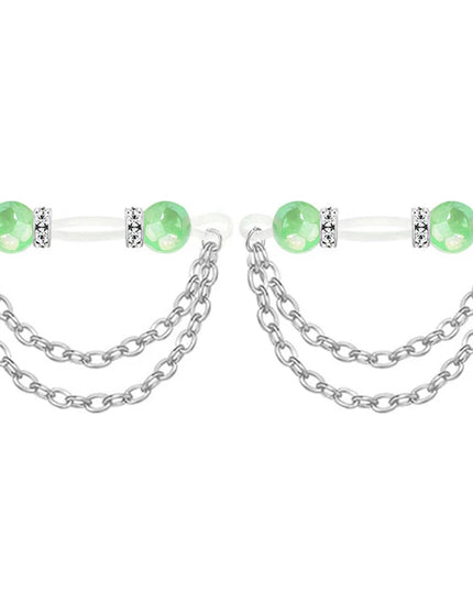 1pair Cute Rhinestone Fake Nipple Rings Non Piercing Nipple Cuff For Women Intimate Body Jewelry Accessory Gift