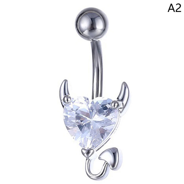 Crystal Belly Button Ring Animal Shape Belly Piercing Stainless Steel Heart Navel Curved Barbell Rings Sexy Body Jewelry