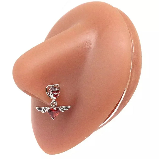 1Pcs Nose Ring for Women Dangle Nose Piercing Stainless Steel Nose Bend Ring Butterfly Dangling Noses Ring Body Piercing Jewelry