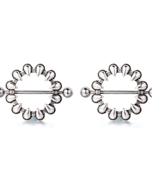 2PCS Surgical Steel Nipple Rings Piercing Jewelry Heart Women Sexy Hiphop Nail Clips Nipple Clamps Pierced Body Jewelry Gift
