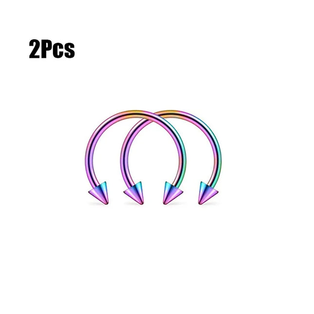 Punk C Shape Steel Nose Ring Horseshoe Lip Ring puncture Hook Clip Earrings Septum  No Allergic Body Piercing Jewelry Nose Rings