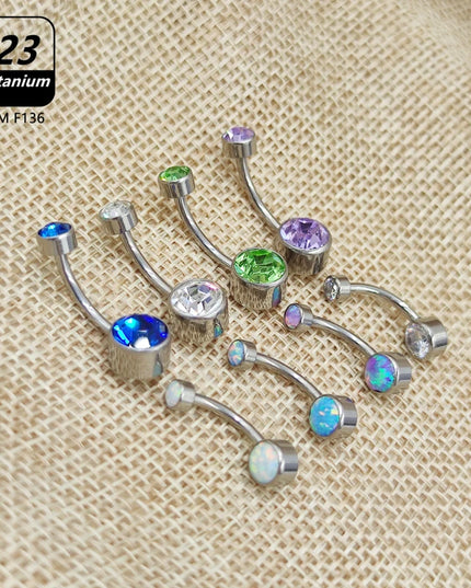 Belly Piercing Button Rings G23 Titanium Astm F136 14g Body Jewelry Internally Threaded Navel Ring Zirconia Earrings Zircon