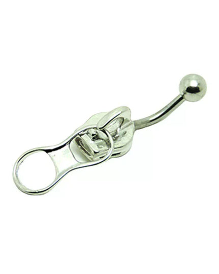 Punk Belly Button Rings Stainless Steel Navel Nail Creative Zipper Navel Ring For Women Girls Body Piercing Jewelry Gifts