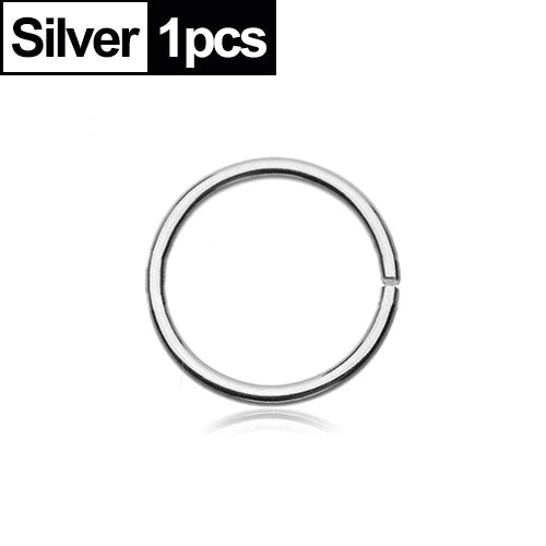 1/2pcs Nose Ring Clips Septum Ring Hoop Cartilage Tragus Helix Small Piercing Nose Rings  For Women Body Jewelry Accessories